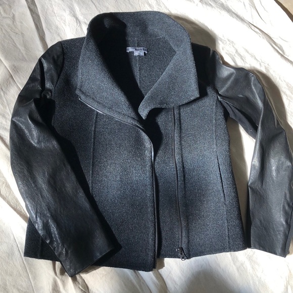 VINCE wool and leather jacket - Picture 8 of 8